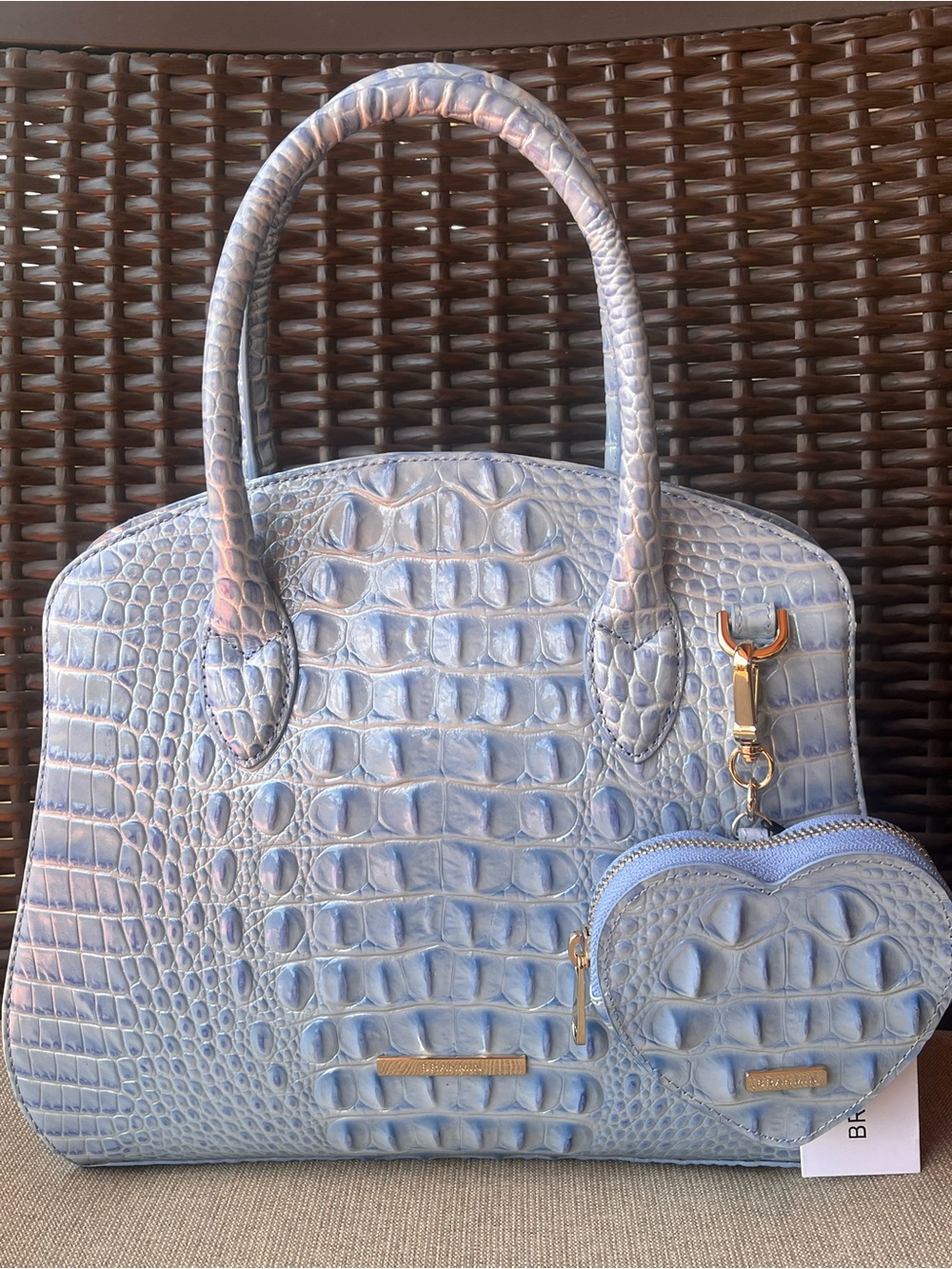 NWT Brahmin Set in  ROSETTA Satchel and Heart Shape Coin Pouch in HEAVENLY BLUE